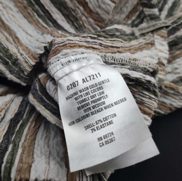 Columbia Striped Cotton Rouched Long Sleeve Button up shirt, women's XL - Picture 5 of 7